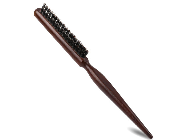 Bristle Styling Brush with Rat Tail for Curly Hair Sectioning, Backcombing, and Smoothing Boar Bri