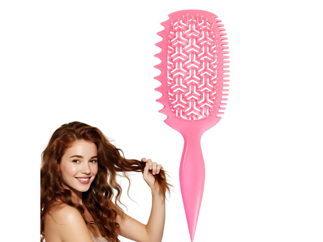 Hair Brush for Wet and Dry Hair, curl defining brush,curl brush for curly hair wet for Shower & Travel - Pink