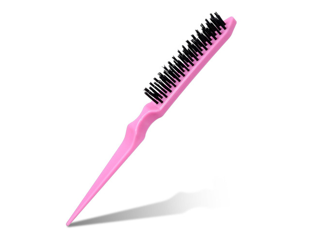 Boar Bristle Hair Brush for Women, Pink Teasing Hair Brush Nylon Bristles Salon Styling Edge Boar Br