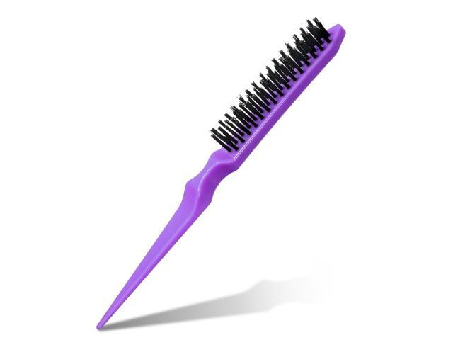 Boar Bristle Hair Brush for Women, Purple Teasing Hair Brush Nylon Bristles Salon Styling Edge Boar