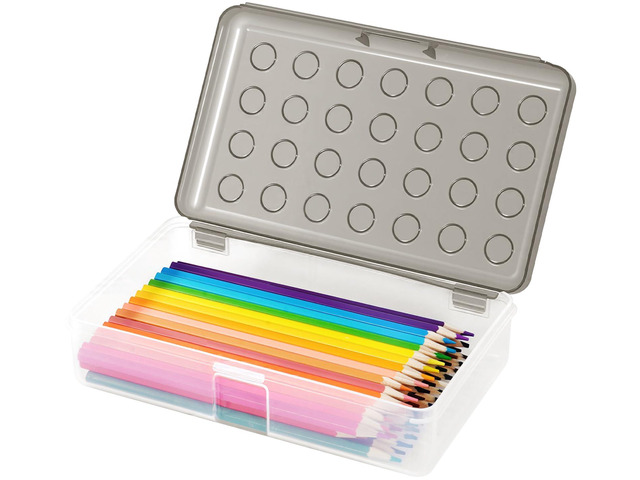 Plastic Pencil Box, Large Pencil Case, Clear Pencil Boxes with Snap-tight Lid, Hard Crayon Box Storage Marker Organizer Containers for Boys Girls...