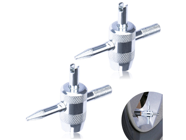 2 PCS 4-Way Tire Valve Stem Removal Tool, 4-in-1 Valve Core Removal Tool Multifunctional Tire Valve Tool, Valve Stem Core Puller for Car...