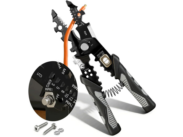 2026 Upgraded Wire Stripper Tool, 25-in-1 Multifunctional Cutting Crimping & Nut Bolt Wrench, 16 AWG to 3 AWG Wires, Versatile Wire Strippers...