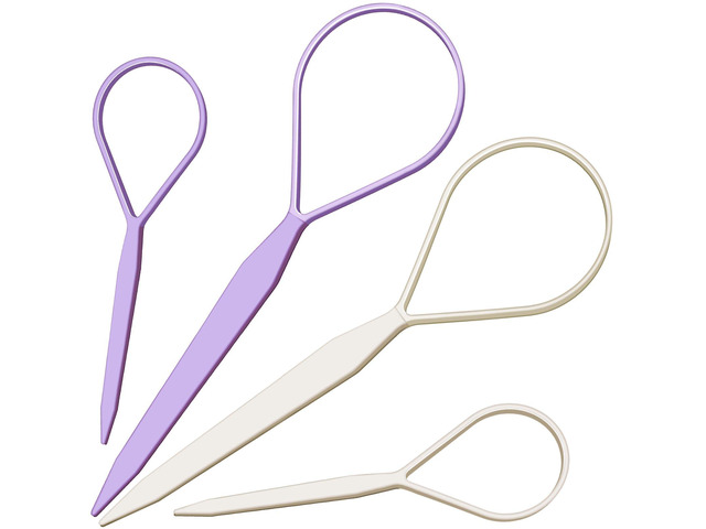 4pcs Pony Tail Hair Tools: 2 Pairs Pony Styling Loop, Pull Through & French Braiding Accessories for Women & Girls - Light Purple/White