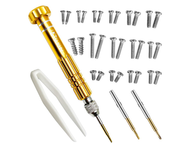 Eyeglass Repair Kit, S2 Steel Screwdriver with 15 Types of Screws, Precision Eye Glass Repair Tool Set (Gold2in1-screws)