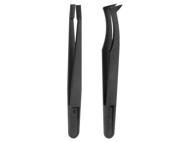 Precision Plastic Tweezers Kit 120mm Anti-static Flat Curved 2Pc 93301/93306, Head Craft Tweezers Set, for Electronics Jewelry Making Laboratory...