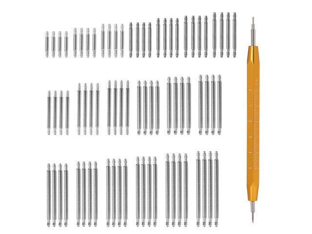 76 Pcs Watch Band Pins Replacement Kit, 19 Sizes Heavy Duty Stainless Steel Watch Strap Repair Tool Kit for Repairing Length 8mm-26mm Diameter 1.5mm
