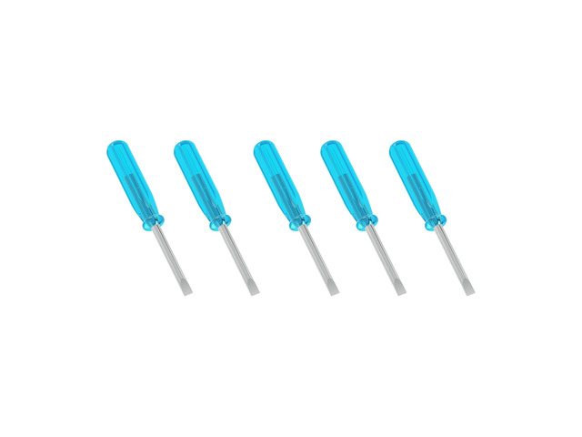 5 Pcs Mini Slotted Screwdriver, 2mm Flat Head, 45mm, Blue 1.77' Total Length, Handle, Non-magnetic for Watch Eyeglasses Electronics Toy Repair