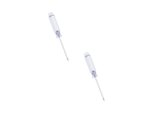 2 Pcs Mini Slotted Screwdriver, 3mm Flat Head, 92mm, Clear 3.62' Total Length, Handle, Non-magnetic for Watch Eyeglasses Electronics Toy Repair