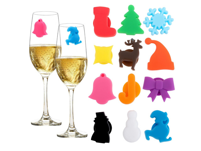Wine Glass Charms for Stem Glass, 12/24Pcs Christmas Silicone Wine Markers, 3D Magnetic Butterflies Drink Markers, Reusable Cup Identifiers Tags...