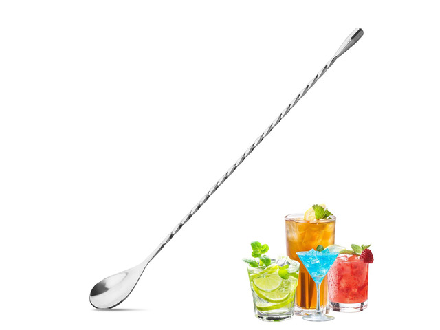 1Pc Cocktail Spoon Long Handle Bar Spoon - 12' Metal Spoons Drink Mixers for Cocktails Stainless Steel Spoons Stirring Spoons for Coffee Bar...