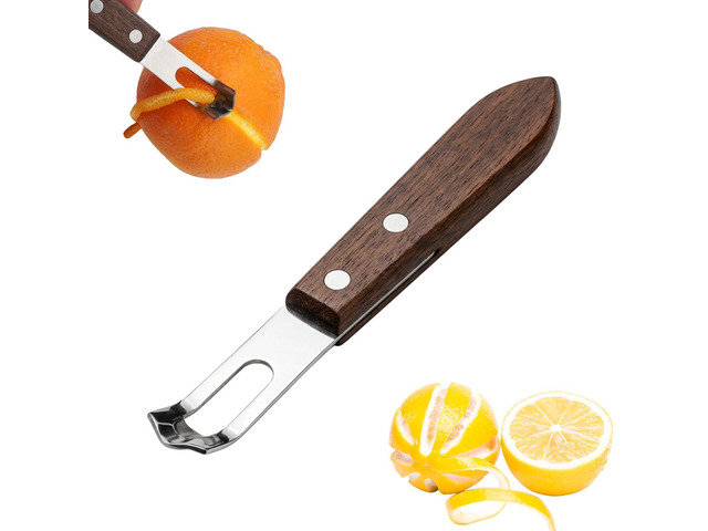 1PCS Citrus Zester and Orange Peeler Tools, Channel Knife, Walnut Wood and Stainless Steel Bar Peeler Tool, Channel Knife for Bartenders & Home...
