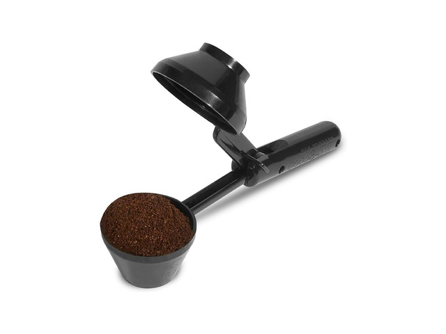 Coffee Scoop with Funnel for Reusable K Cup Pods, Measuring Scoop MessFree Refill for Ground Coffee, Protein Powder & Loose Tea, LongHandle...