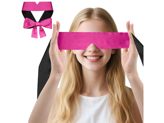 2 Pcs Satin Eye Mask, Black and Hot Pink Silk Sleep Mask, Soft Comfortable Adjustable, Blackout Eye Cover, V-Shaped, 160 cm/6.3 inch