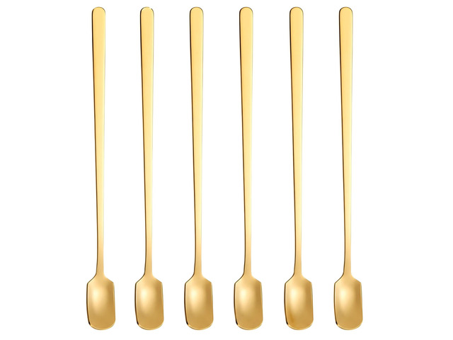 Coffee Spoons Set of 6, 6.7-Inch Long Handle Espresso Spoons Square-Head Stainless Steel Spoons for latte, cappuccino, iced tea and desserts;...