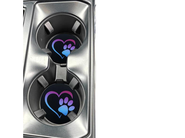 2PCS Dog Paw Heart Print Car Cup Holder Coasters, 2.73 Inch Anti-Slip Shockproof Automotive Drink Mat for Women and Men, Universal Vehicle Cup...