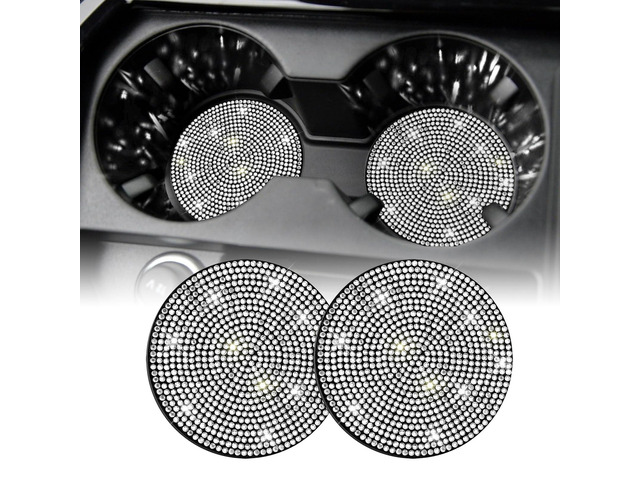 Bling Cup Holder Coasters for Car, 2PCS Universal Non-Slip Cup Holder, Embedded Decorative Coasters, Shiny Crystal Car Interior Accessories Gifts...