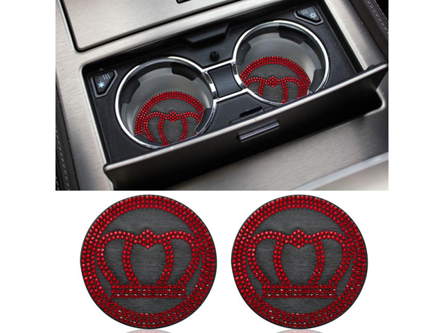 2PCS 2.73'' Bling Car Cup Holder Coasters, Silicone Anti-Slip Car Cup Holder Mat, Car Beverage Coaster, Rhinestone Cup Holder Insert Coaster, Car...
