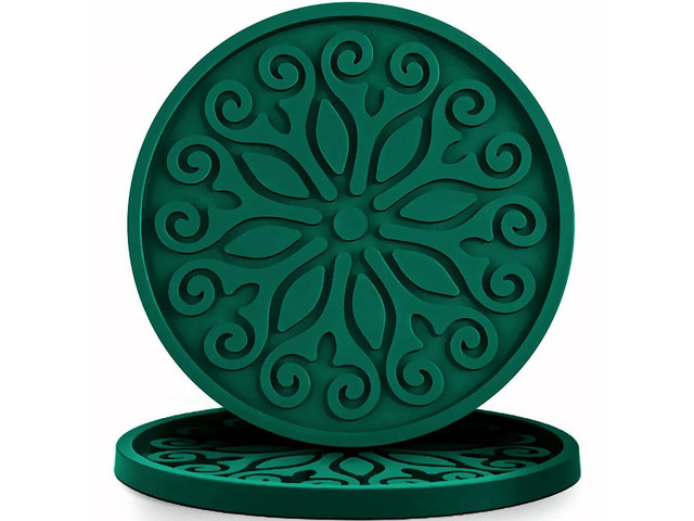 Silicone Coasters for Drinks,Resistant Reusable Drink Coasters-Great Gift for Birthday, Housewarming,Room Decor,Holiday Party (2-Green)