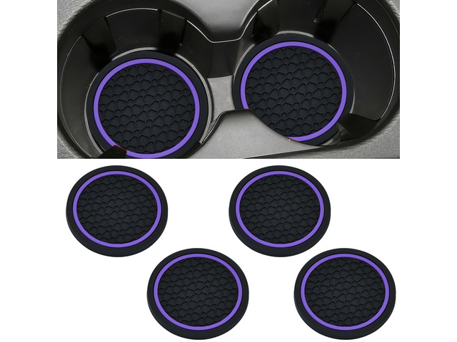 4PCS Car Cup Holder Coasters, 2.75 Inch Non-Slip Insert Water Bottle Holder Pads, Dustproof Automotive Interior Accessories Mat, Universal for...