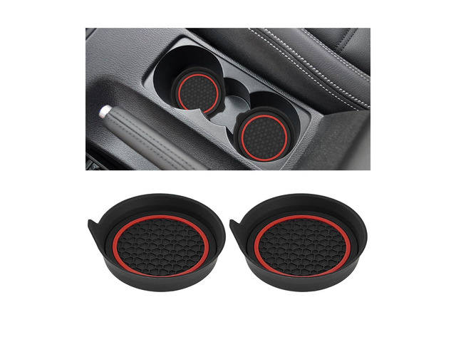2PCS Car Cup Holder Coaster, Silicone Non-Slip Vehicle Cup Recessed Mats, Waterproof Sift-Proof Automotive Interior Insulation Drink Insert Pads,...