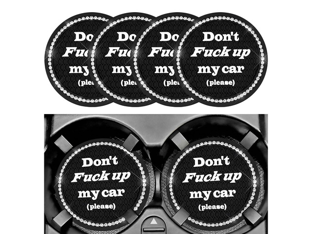 4 PCS Bling Car Cup Holder Coasters, 2.75 Inch Crystal Rhinestone Auto Cup Holder Mat Anti-Slip Drink Pad, Universal Vehicle Interior Water Bottle...