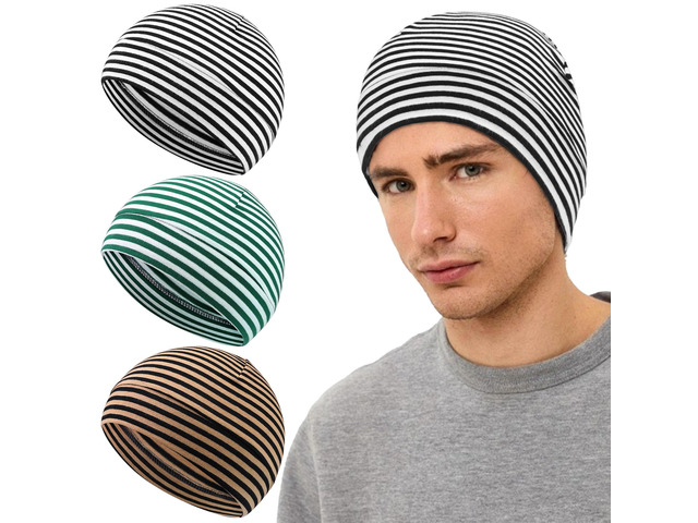 Qearl 3 Pcs Cotton Skull Caps Beanie Sleeping Hats for Men Women Multicolor Lightweight, Soft & Breathable, Helmet Liner for Cycling & Running