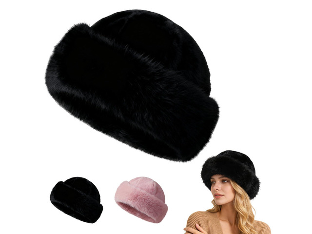 Womens Winter Faux Fur Bucket Hat,Warm Plush Fluffy Furry Mink Hats (Black) Winter Thickened, Fisherman Cap, for Women