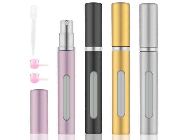 OBSGUMU 4pcs Mini Perfume Travel Bottle, Perfume Atomiser Refillable, 5ML Spray Bottles, Portable for Travel Holiday, Outdoor Activities and Business
