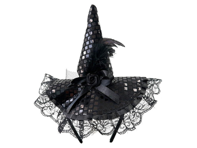 Wgudzpj Halloween Witch Hat for Women Headband Witch Hat Headpiece Party Cosplay Costume Favors Supplies Women Hats