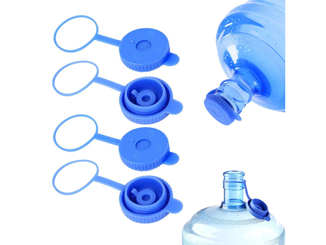 4 Pack Reusable Water Jug Caps for 3 & 5 Gallon Bottles, 55mm Food-Grade Silicone Replacement Lids for Water Dispensers, Leak-Proof Non-Spill Design