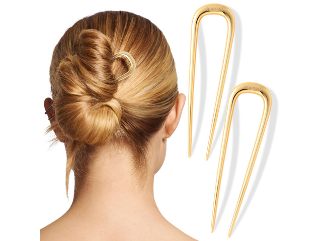 French Hair Pins for Women Secure Hold All Day - Gold, 2pcs