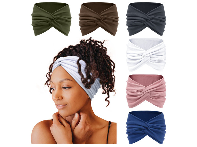 7'' Extra Wide Headbands for Women, Large Thick Turban Head Wrap Headband, Boho Bandana Head Bands for Women's Hair, Non Slip Workout Yoga Hairband...