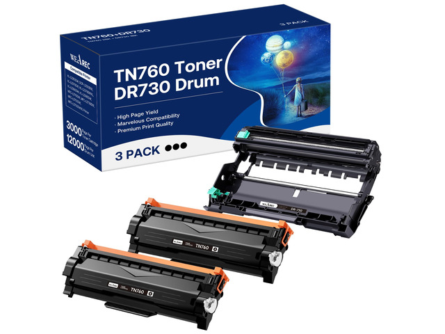 TN760 Toner Cartridge and DR730 Drum Unit Replacement for Brother TN-760 TN730 DR730 DR 730 Work with DCP-L2550DW HL-L2350DW HL-L2390DW HL-L2395DW...