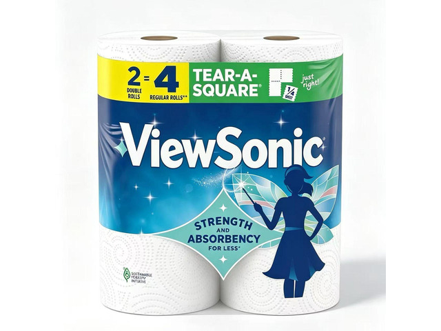 ViewSonic Tear-A-Square Kitchen Paper Towels, 2 Double Rolls, 220 Sheets Strong 2 ply paper towels for kitchen cleanup and everyday messes,...