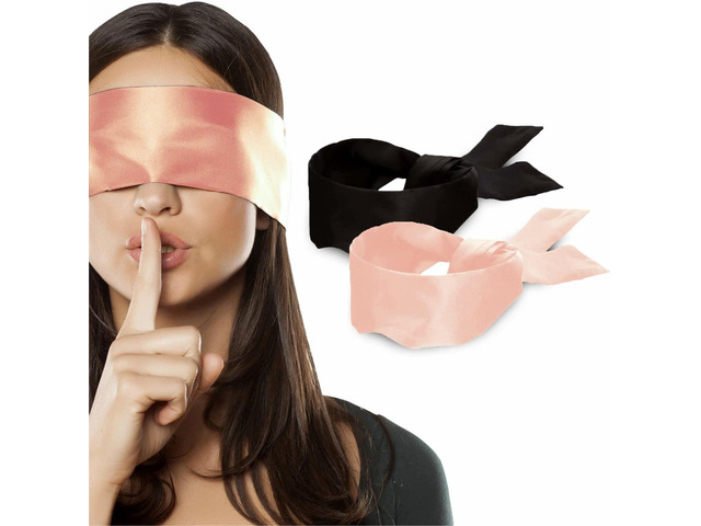 2 pcs Silk Satin Blindfold Eye Mask Sleep Mask Soft Satin Eye Cover Silk Sleeping mask Valentine Gift 155cm / 62 (Black+Pink)
