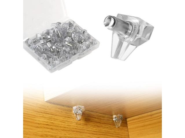 30 PCS Cabinet Shelf Pegs, 3MM Clear Shelf Pins Holers Supporting Brackets Strong Metal Core & Adjustable Holding, Plastic Transparent Shelf...