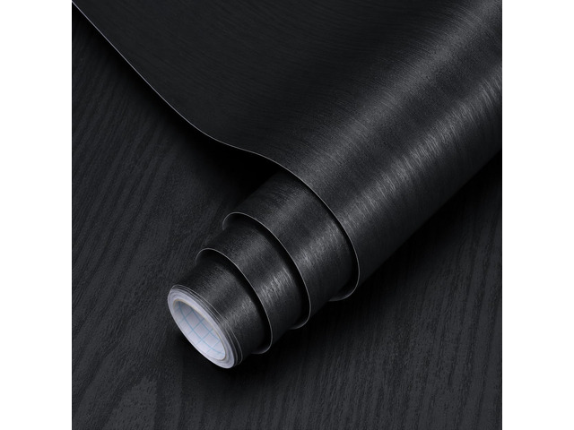 Black Wallpaper Wood Grain Contact Paper Peel and Stick Wall Paper Waterproof Self Adhesive Thickened Vinyl Wrap for Countertops Cabinets Desk...