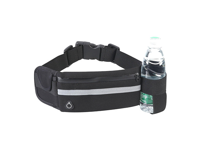 Waist Packs, 7.5 Inch x 3.9 Inch Black Waterproof Rubber 3 Pocket Waist Bag for Sports, Running, Travel and Outdoors (black)