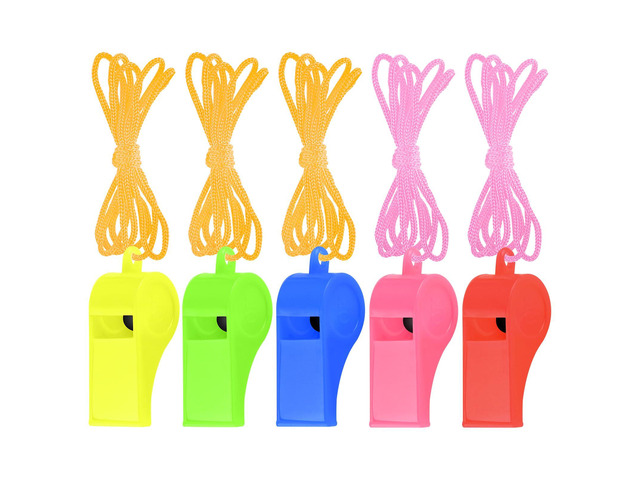 Zuazaor 5 Pcs Loud Plastic Emergency Whistle with Lanyard for Outdoor Activities, Coach Trainning Whistles Party Whistles for School Sports and...