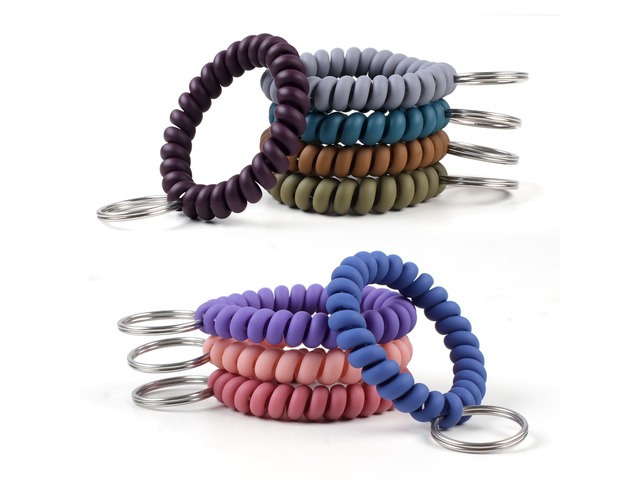 9 Colors Wrist Keychain, Key Chain Wristlet Retractable Spiral Coil, Key Wristlet Wrist Strap Coil Key Chain, Spiral Key Ring Bracelet for Sauna,...
