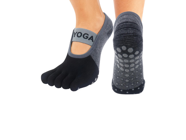 PAPAJIANG 1/2 Pairs Grippy Socks Pilates Socks with Grips Women Yoga Barre Gripper Non Skid Slip Gym Hospital Five Toe Socks Size 5.5-9