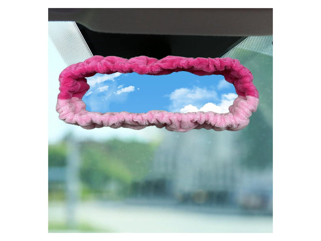 UHANBUT Soft Plush Car Rear View Mirror Cover, Pink Cute Car Interior Mirrors Protector for Women, Universal Elastic Auto Rear View Mirror...