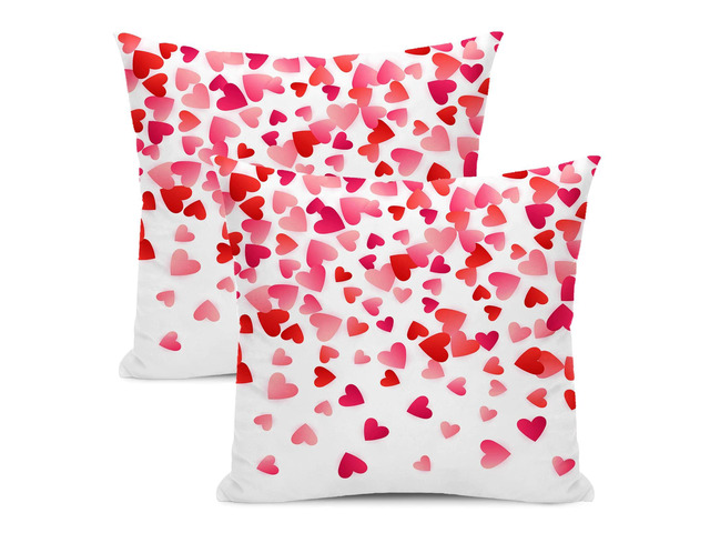 Valentines Pillow Covers 18x18 Inch Set of 2,Pink Love Heart Throw Pillows Case,Valentine's Day Mother's Day Anniversary Decorative Square Cushion...