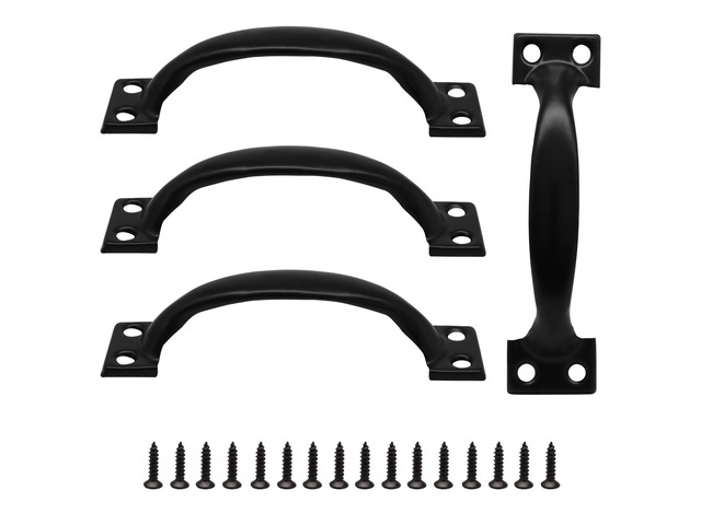 4 Inch Metal Bow Handles, Set of 4, Black Vintage Barn Door Pulls, Hardware for Furniture, Cabinets, Kitchen Drawers, Dressers, and Gates