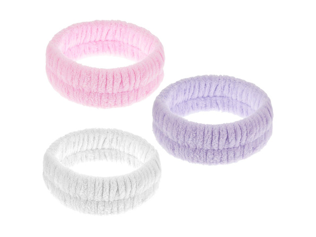 3Pcs Towel Headband for Washing Face, Spa Headbands for Women, Elastic Makeup HairBand, Absorbent Soft Skincare Headband, Facial Care Beauty Towel