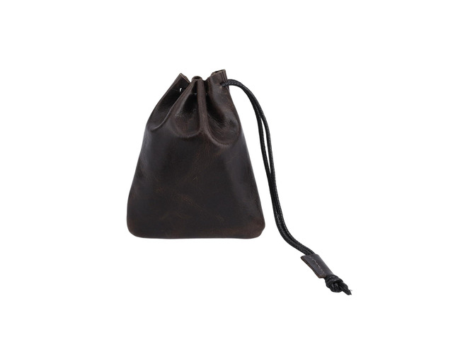 Leather Drawstring Pouch, 12x10cm/4.72x3.94in Cowhide Drawstring Pouch Medieval Coin Purse Organizer Vintage Leather Storage Bags for Earphone...