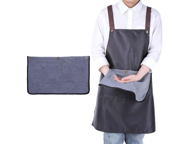Kitchen Apron with Detachable Towel and Pockets Waterproof Cooking Apron No-Tie Cross Back Aprons Chef Aprons for Cooking Baking BBQ