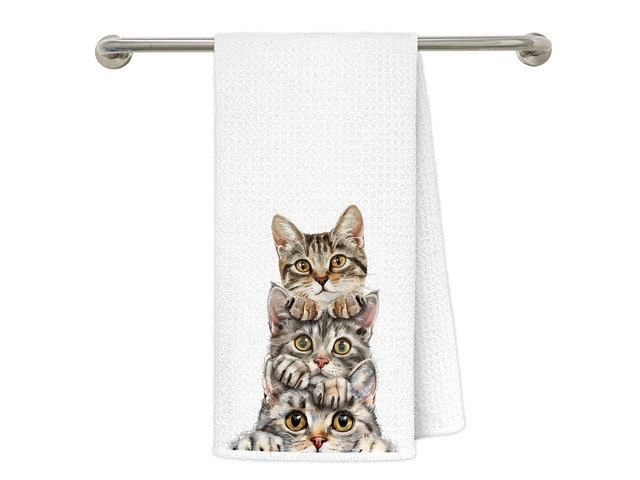 Tabby Cat Gifts Kitchen Towels 16x24 in, Cat Lovers Mom Owner Gifts, Cute Kitty Kitten Decorative Hand Tea Dish Towels for Bathroom Kitchen