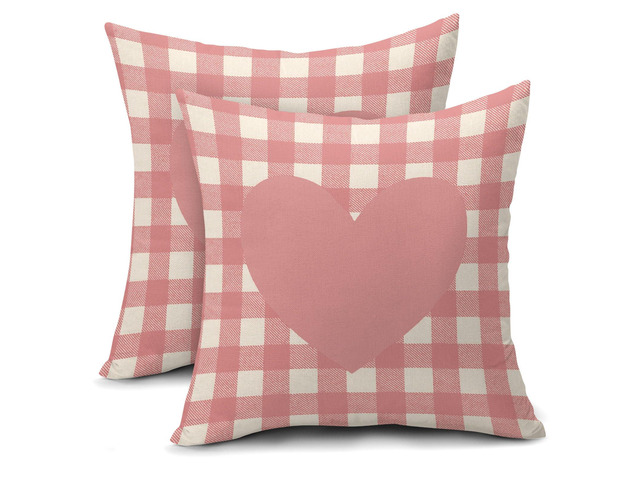 Valentines Day Pillow Covers 18X18 Inch Pink White Buffalo Plaid Love Heart Decorative Pillow Cases Set of 2 Valentine's Day Wedding Anniversary...
